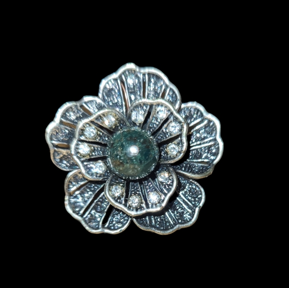 Vintage Floral  Chunky Adjustable Ring Size 8 Lot 4 - Picture 3 of 4